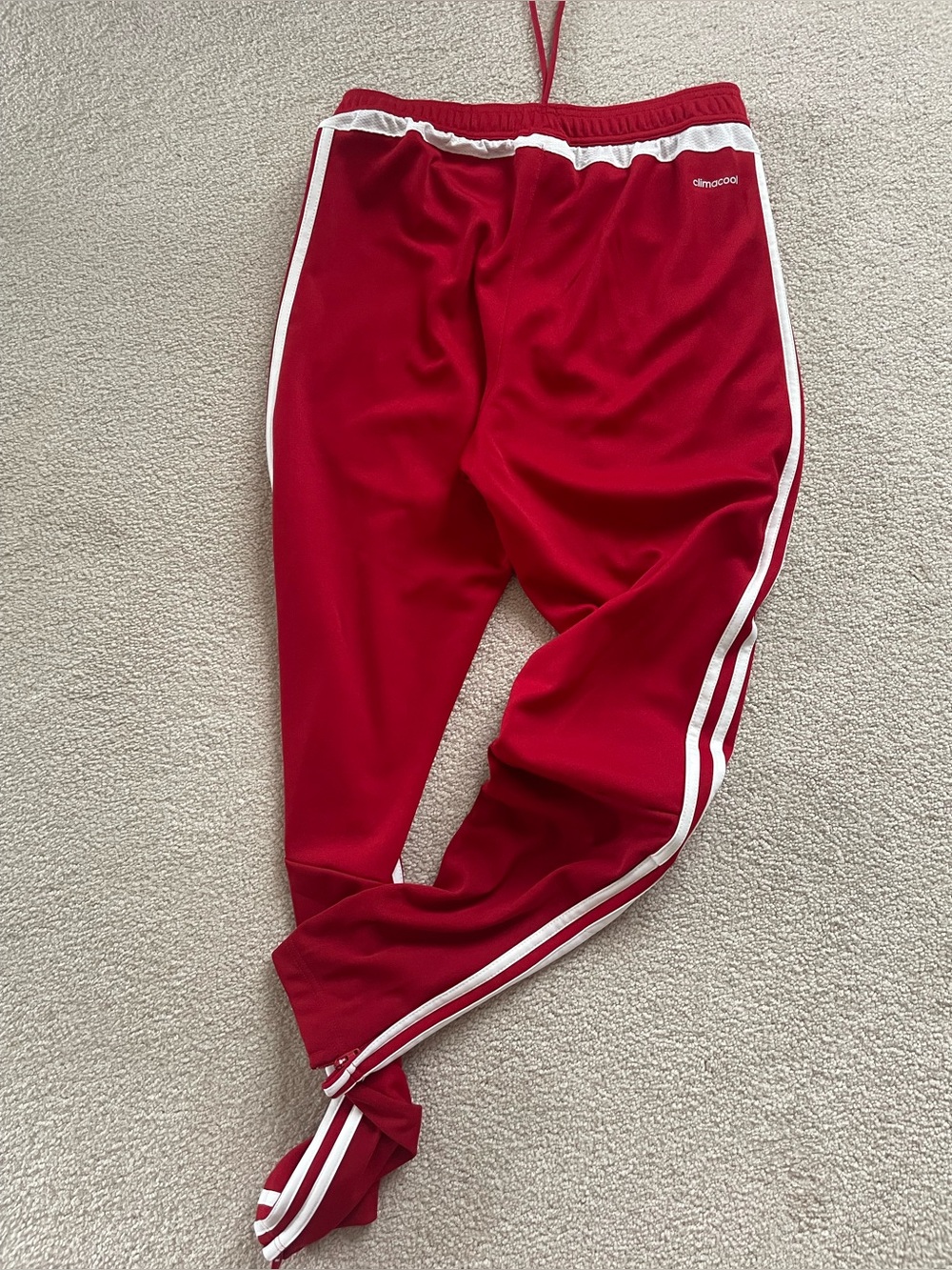 adidas Red Soccer Pants with White Side Stripes - Picture 2 of 5